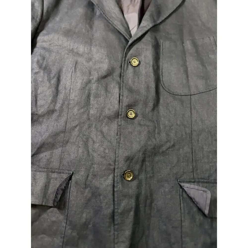 VTG Polo Ralph Lauren Blazer Men’s XXL Navy 100% Linen Sport Coat Jacket Macau